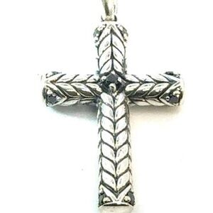David Yurman Black Diamond Cross Pendant Sterling Silver